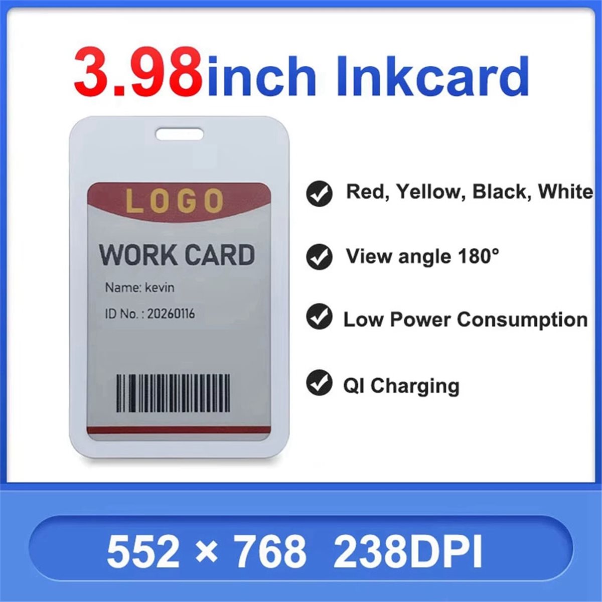 Power Tools And Names - (A99Z) 3.98 インチ ディスプレイ 4 色電子ペーパー従業員バッジ出展者