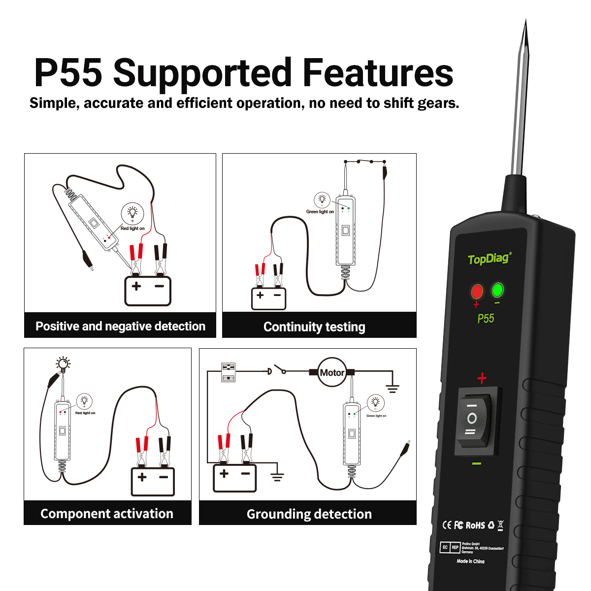 NEW TopDiag P55 車載電気回路テスター パワー - Power Tools In Electrical のレビューと価格