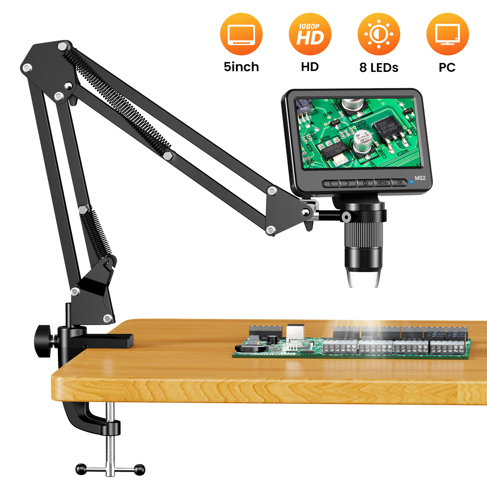 フレキシブルアームスタンドデジタル顕微鏡、5インチはんだ付け - Power Tools Video のレビューと価格
