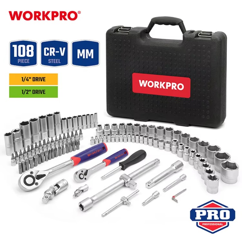 108ピース プロ仕様 自動車修理工具セット CRV鋼製レン - Power Tools Kits のレビューと価格